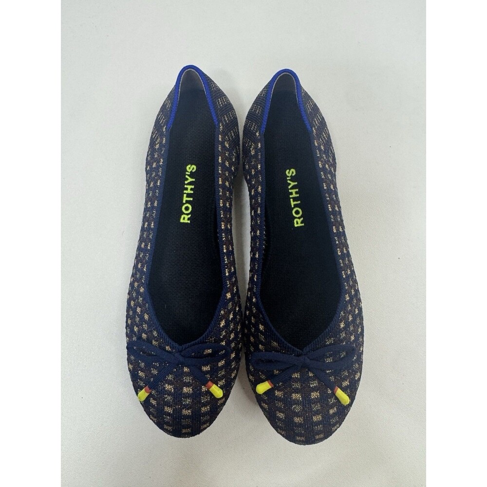 Rothy's The Bow Flat Evening Metallic Slip On Ballet Flats Shoes Womens US 8